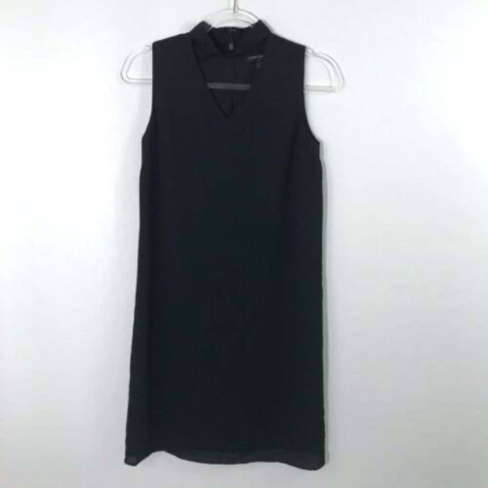 Banana Republic‎ Dress Women 0 Black Sleeveless V-Neck Choker Lined